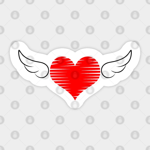 winged red heart 01 White Sticker by Korvus78